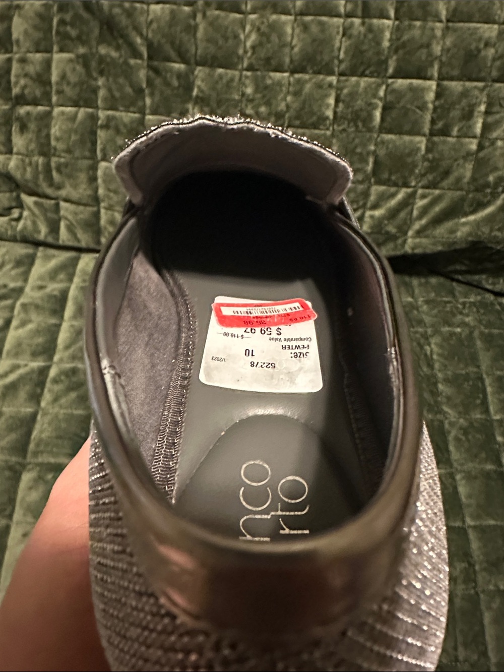 Franco Sarto Silver Metallic Knit Penny Loafers - Picture 8 of 12